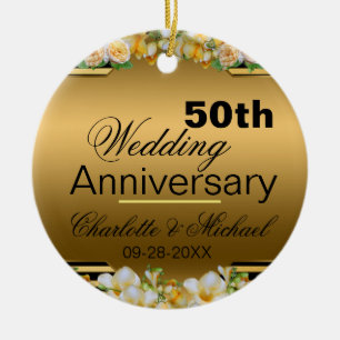 Gold 50th Wedding Jubileum Keramisch Ornament