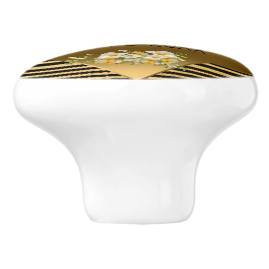 Gold 50th Wedding Jubileum Keramische Knop (Zijkant)