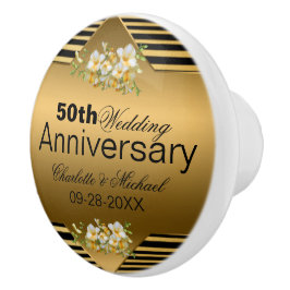 Gold 50th Wedding Jubileum Keramische Knop