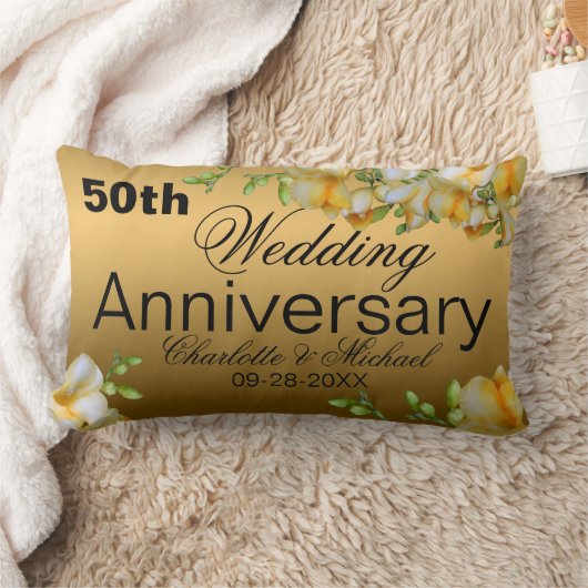 Gold 50th Wedding Jubileum Kussen (Deken)