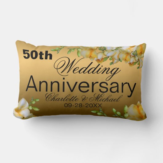 Gold 50th Wedding Jubileum Kussen (Voorkant)