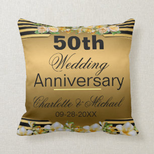 Gold 50th Wedding Jubileum Kussen