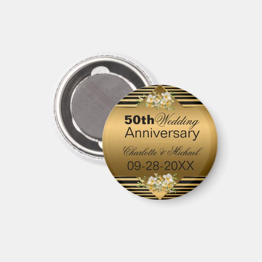 Gold 50th Wedding Jubileum Magneet (Voorkant / Achterkant)