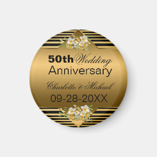 Gold 50th Wedding Jubileum Magneet
