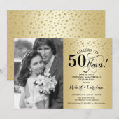 Gold 50th Wedding Jubileum met foto Kaart (Voorkant / Achterkant)
