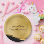 Gold 50th Wedding Jubileum Papieren Bordje (Feest)