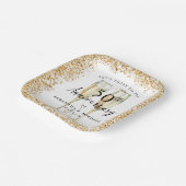 Gold 50th Wedding Jubileum Papieren Bordje (Gebogen)