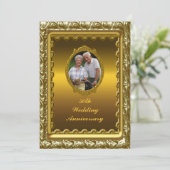Gold 50th Wedding Jubileum Party Uitnodiging (Staand voorkant)