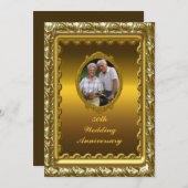 Gold 50th Wedding Jubileum Party Uitnodiging (Voorkant / Achterkant)