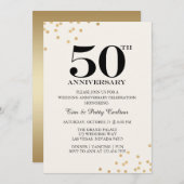 Gold 50th Wedding Jubileum Party-uitnodiging Kaart (Voorkant / Achterkant)