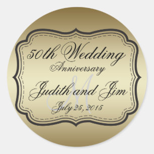 Gold 50th Wedding Jubileum Ronde Sticker