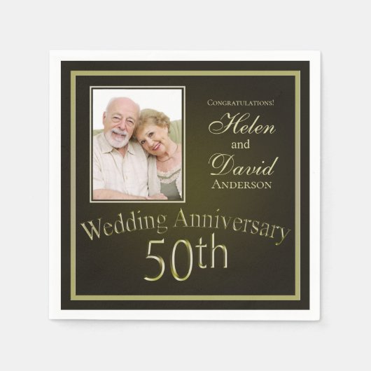 Gold 50th Wedding Jubileum Servet (Voorkant)