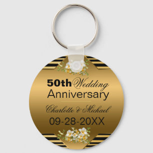 Gold 50th Wedding Jubileum Sleutelhanger