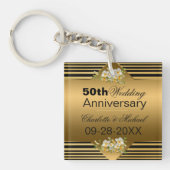 Gold 50th Wedding Jubileum Sleutelhanger (voorkant)