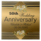 Gold 50th Wedding Jubileum Tegeltje (Voorkant)