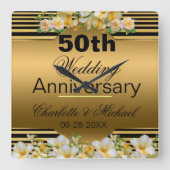 Gold 50th Wedding Jubileum Vierkante Klok (Voorkant)