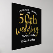 Gold 50th Wedding Jubileum Welkomstteken Folie Afdrukken (Laagn)