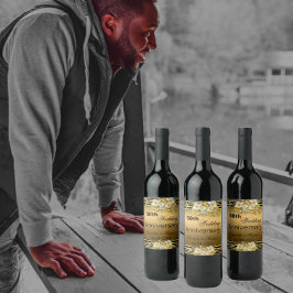 Gold 50th Wedding Jubileum Wijn Etiket