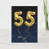 Gold 55 Mylar Birthday ballonnen en Confetti Card Kaart (Voorkant)