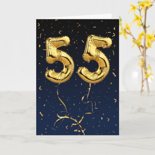 Gold 55 Mylar Birthday ballonnen en Confetti Card Kaart (Gele Bloem)