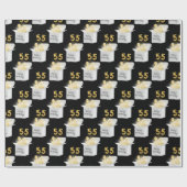 Gold 55th Birthday-ballonnen in White Box Cadeaupapier (Vlak)