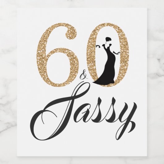 Gold 60 en Sassy Birthday Party - Eigen naam Wijn Etiket (Enkel label)