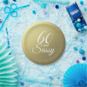 Gold 60 en Sassy Birthday Party Papieren Bordje (Feest)