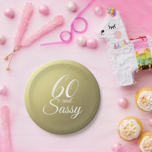 Gold 60 en Sassy Birthday Party Papieren Bordje (Feest)
