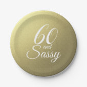 Gold 60 en Sassy Birthday Party Papieren Bordje (Voorkant)