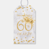 Gold 60e verjaardag Hartelijk dank! Glam Marble Cadeaulabel (Voorkant)
