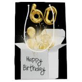Gold 60th Birthday-ballonnen in doos Medium Cadeauzakje (Voorkant)