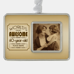 Gold 60th Birthday Celebration World Best Fabulous Verzilverd Omlijst Ornament
