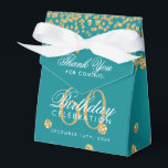 Gold 60th Birthday Dank u Confetti Blauwgroen Bedankdoosjes<br><div class="desc">Elegant "dank u" 60th Birthday Gold Faux Glitter Confetti Blauwgroen ontwerp.</div>