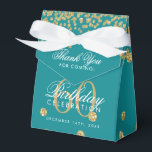 Gold 60th Birthday Dank u Confetti Blauwgroen Bedankdoosjes<br><div class="desc">Elegant "dank u" 60th Birthday Gold Faux Glitter Confetti Blauwgroen ontwerp.</div>