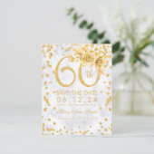 Gold 60th Birthday Glam Marble Save The Date (Staand voorkant)