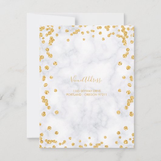 Gold 60th Birthday Glam Marble Save The Date (Achterkant)