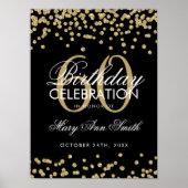 Gold 60th Birthday Glitter Confetti Black Poster (Voorkant)