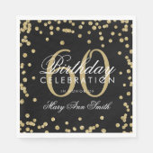 Gold 60th Birthday Glitter Confetti Black Servet (Voorkant)