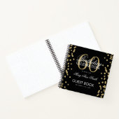 Gold 60th Birthday Guestbook Confetti Black Notitieboek (Binnen)