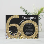 Gold 60th Birthday Invitation - 50th Invitation Kaart (Staand voorkant)