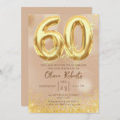 Gold 60th Birthday Invitation Feestdagenkaart (Voorkant / Achterkant)