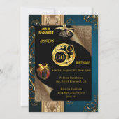 Gold 60th Birthday Invitation Kaart (Voorkant)