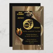 Gold 60th Birthday Invitation Kaart (Voorkant / Achterkant)