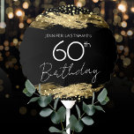 Gold 60th Birthday Party Ballon<br><div class="desc">Alle tekst kan worden aangepast en kan eenvoudig worden gewijzigd voor uw eigen wensen. Faux gouden verfstreken. Het 60ste verjaardagsfeest goud en zwart confetti.</div>