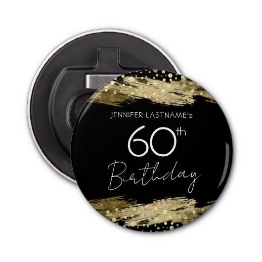 Gold 60th Birthday Party Bottle Opener (Voorkant)