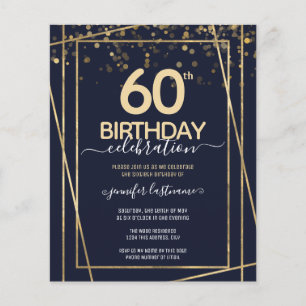 Gold 60th Birthday Party Budget Invitation
