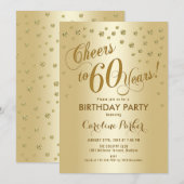 Gold 60th Birthday Party Kaart (Voorkant / Achterkant)