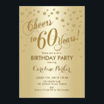 Gold 60th Birthday Party Kaart<br><div class="desc">60th Birthday Party Invitation Elegant ontwerp met faux glitter goud en gouden folie effect. Proost 60 jaar!</div>