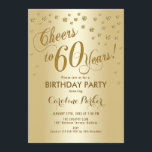 Gold 60th Birthday Party Kaart<br><div class="desc">60th Birthday Party Invitation Elegant ontwerp met faux glitter goud en gouden folie effect. Proost 60 jaar!</div>