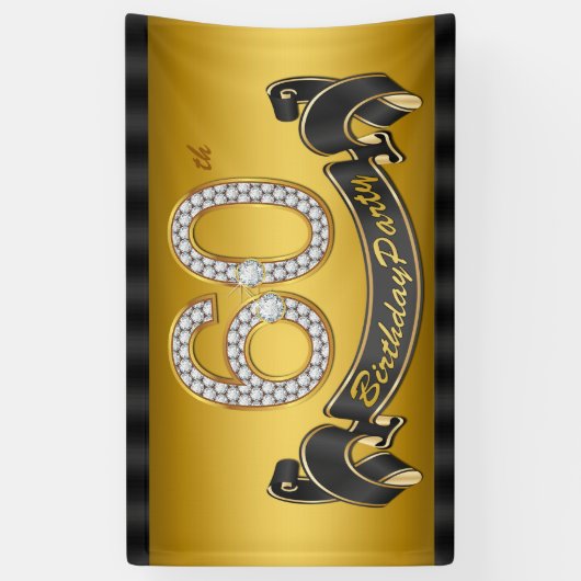 Gold 60th Birthday Party Spandoek (Verticaal)